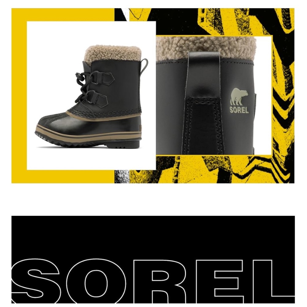BNWT Sorel Black Winter snow boots. Unisex size 13 (little kid)